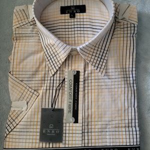 Enro Mens Dress Shirt Size L Short Sleeve Multicolor Striped #50 NEW